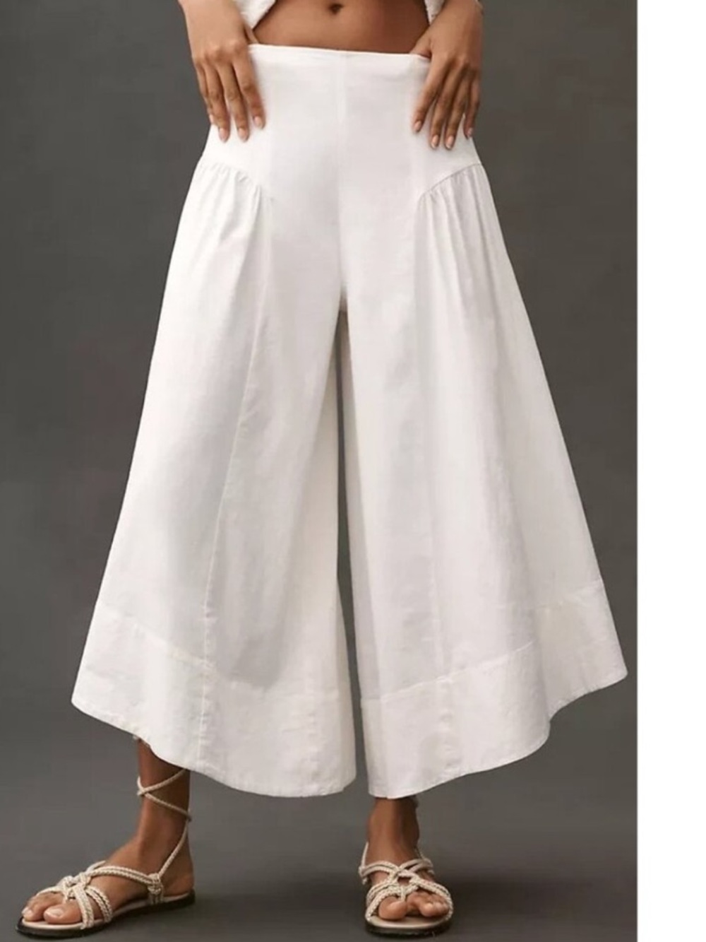 Nwt Wide-Leg White linen Pants